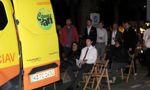 Cannes in a Van providing entertainment on the Croisette