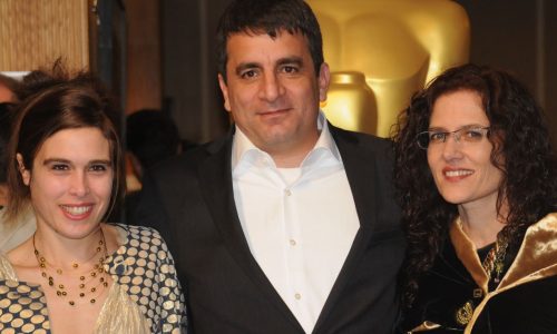 The Gatekeepers director Dror Moreh with his producers, Estelle Fialon (l) and Philippa Kowarsky